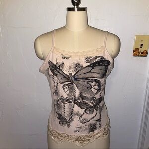 ROMWE Cream Sleeveless Fitted Graphic Camisole